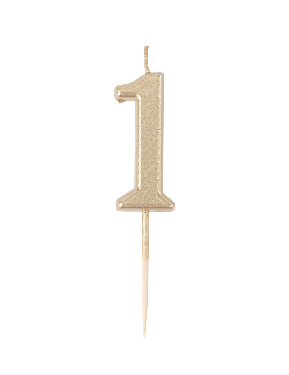 Metalická zlatá narodeninová sviečka číslo 1 4.3 cm so špičkou
