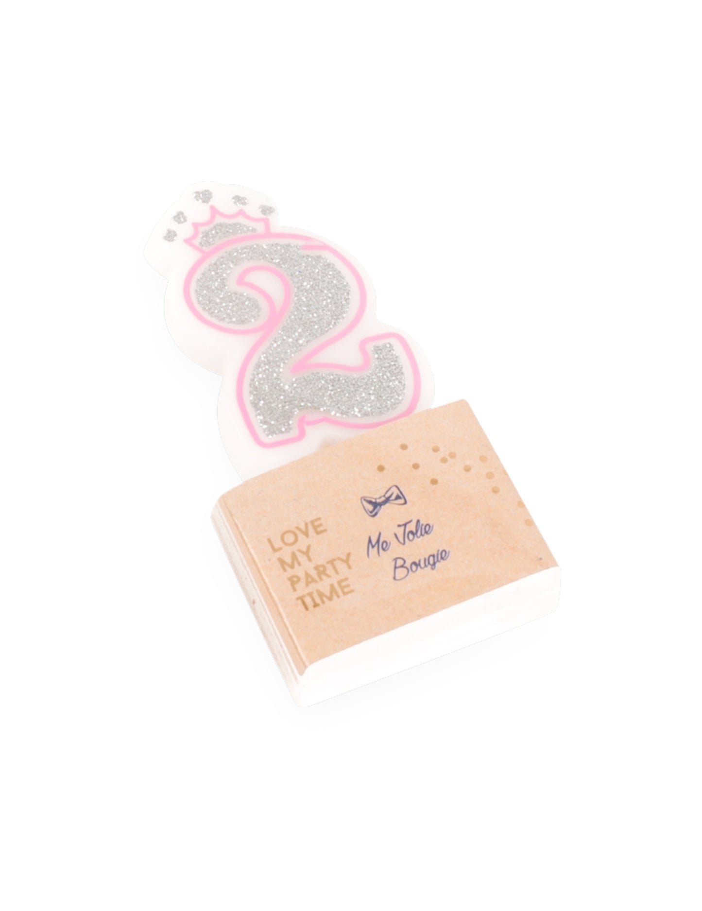 Narodeninová sviečka číslo 2 princezná 5.8 cm flitrovaný