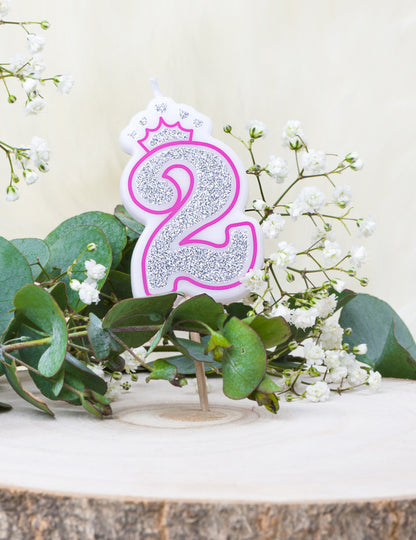 Narodeninová sviečka číslo 2 princezná 5.8 cm flitrovaný