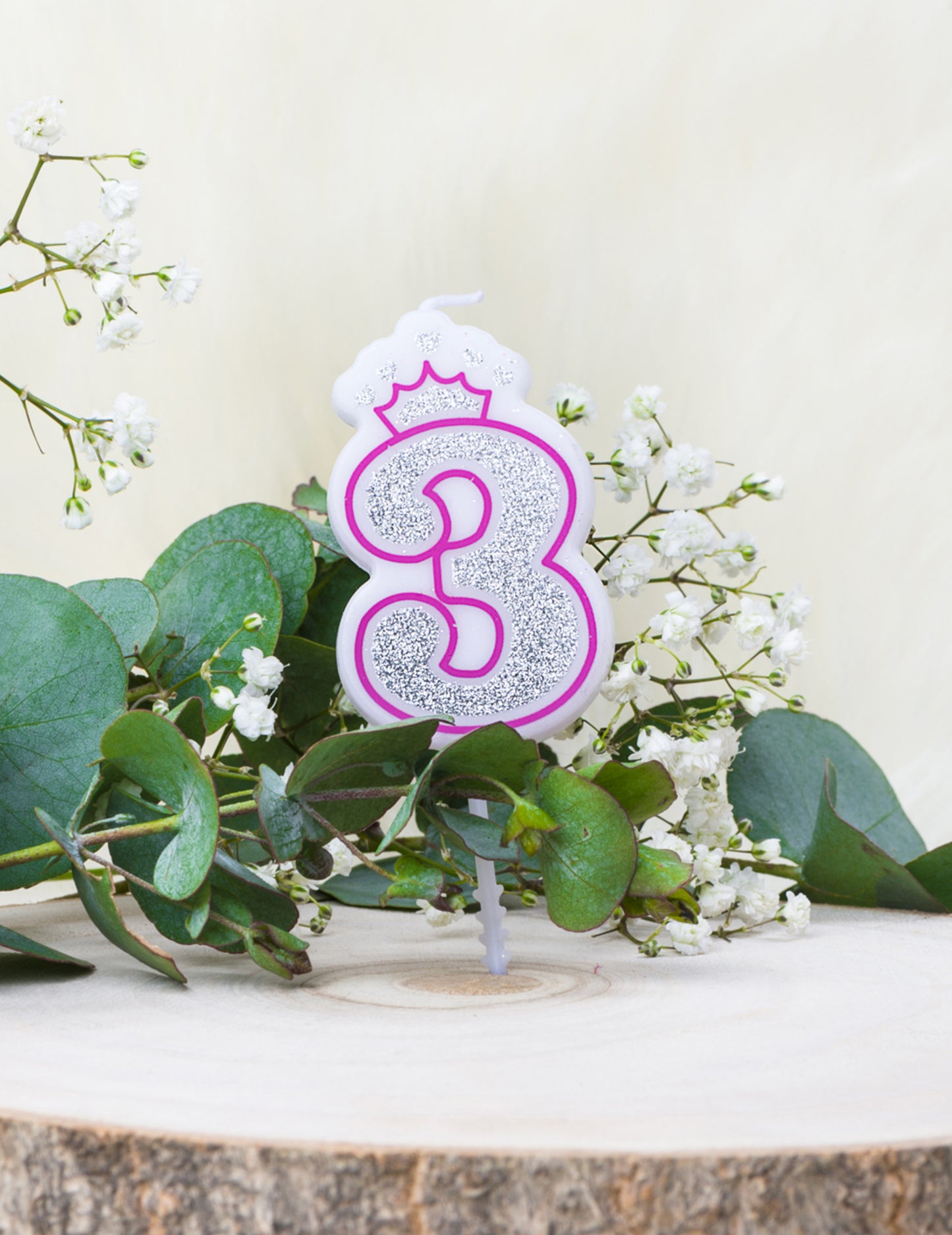 Narodeninová sviečka číslo 3 princezná 5.8 cm flitrovaný