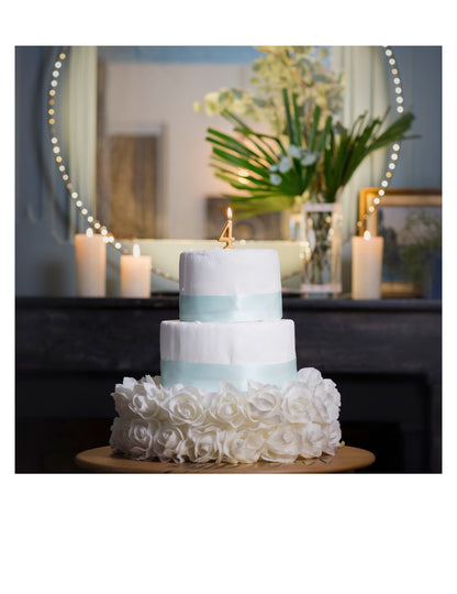 Metalická zlatá narodeninová sviečka s číslom 4 4.3 cm vosk