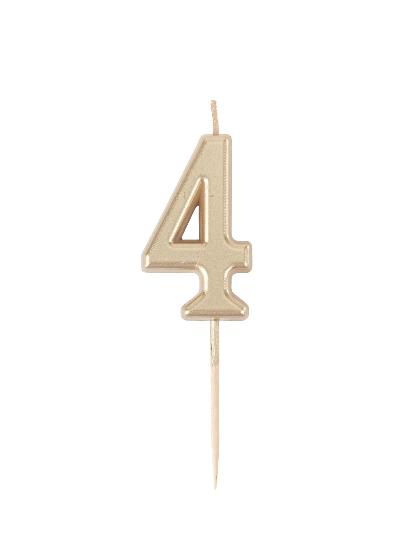 Bougie d'anniversaire chiffre 4 doré métallisé 4,3 cm en cire