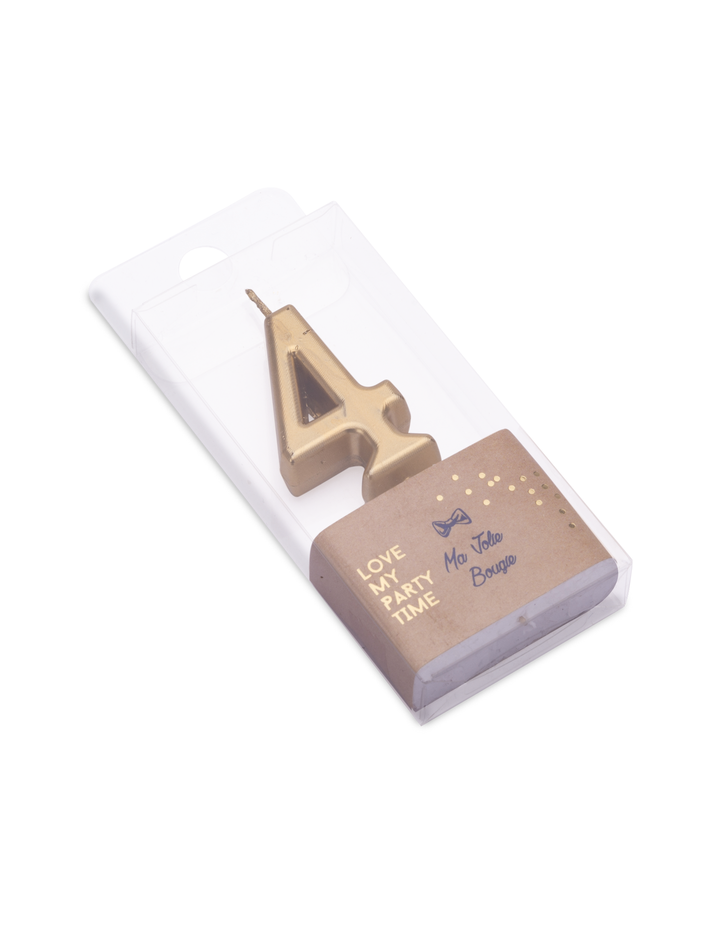 Metalická zlatá narodeninová sviečka s číslom 4 4.3 cm vosk