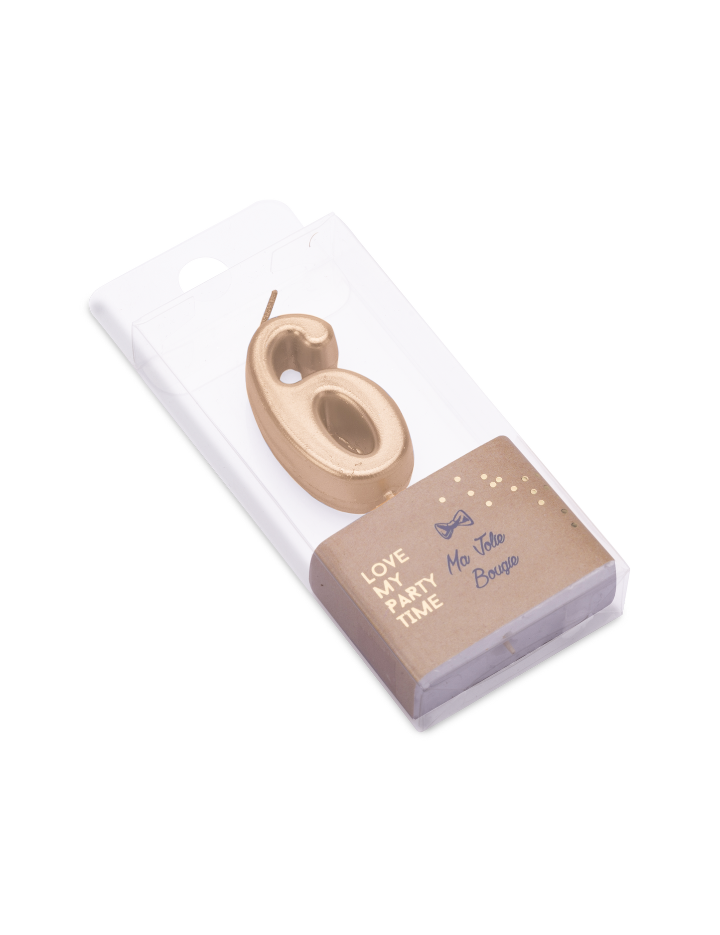 Metalická zlatá narodeninová sviečka s číslom 6 4.3 cm so špičkou