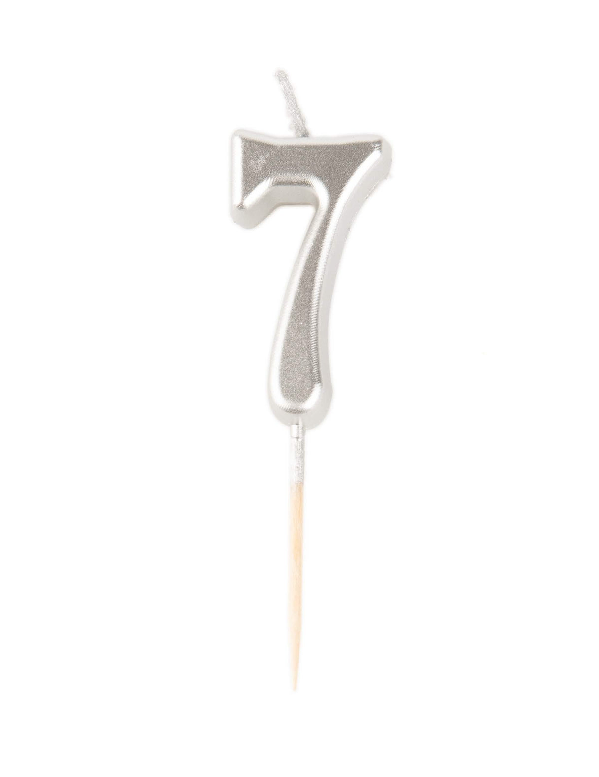 Narodeninová sviečka číslo 7 metalická strieborná s hrotom