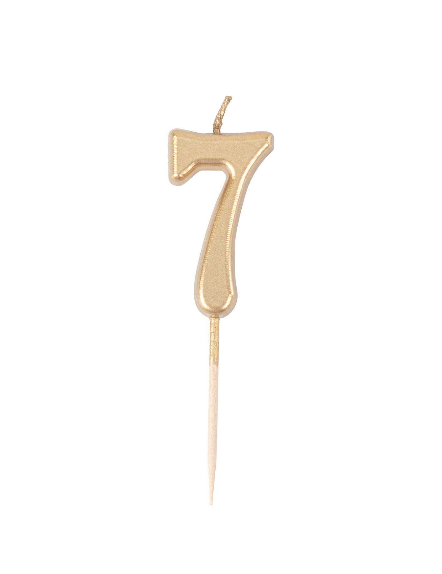 Metalická zlatá narodeninová sviečka s číslom 7 4.3 cm na vrchole