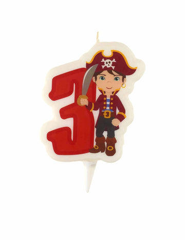 Narodeninová sviečka pirát číslo 3 s podstavcom 
