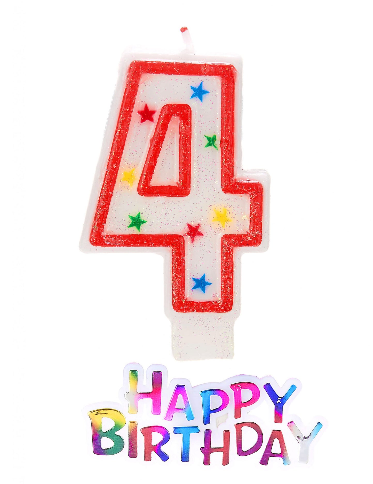 Hviezdičková sviečka s číslom 4 so trblietkami happy birthday 