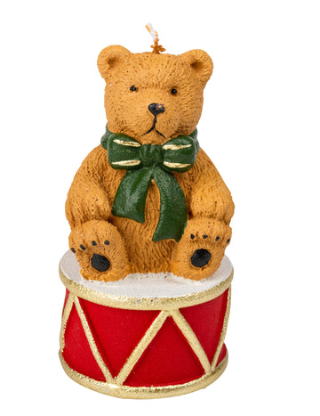 Sviečka v tvare medvedíka na bubne 11 x 6 cm Vianočné ozdoby