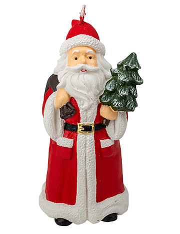 Sviečka Santa Claus so stromčekom a vrecom, 13,5 x 6,5 cm