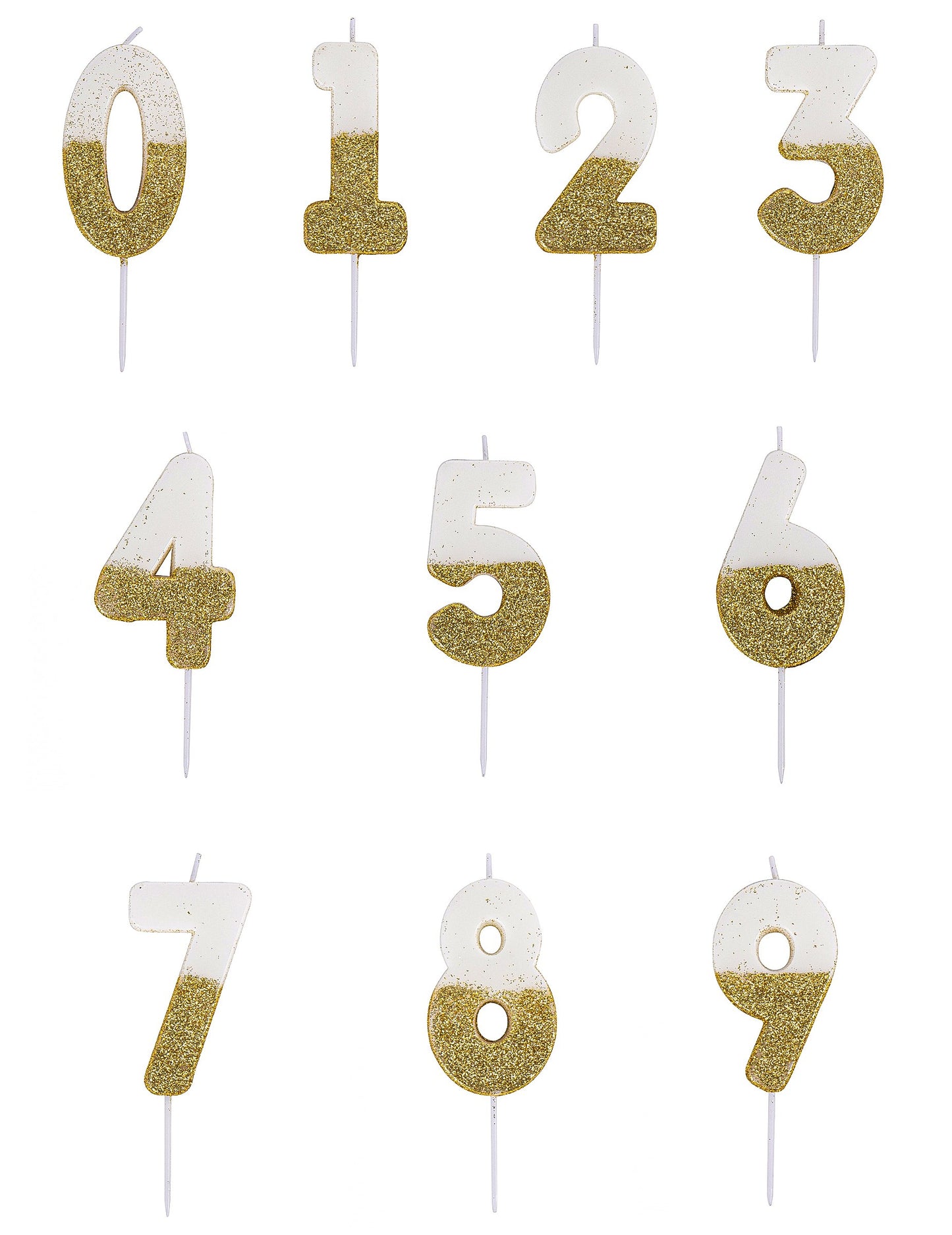 Biela a zlatá trblietavá sviečka s číslom 7 na paličke cm na narodeniny