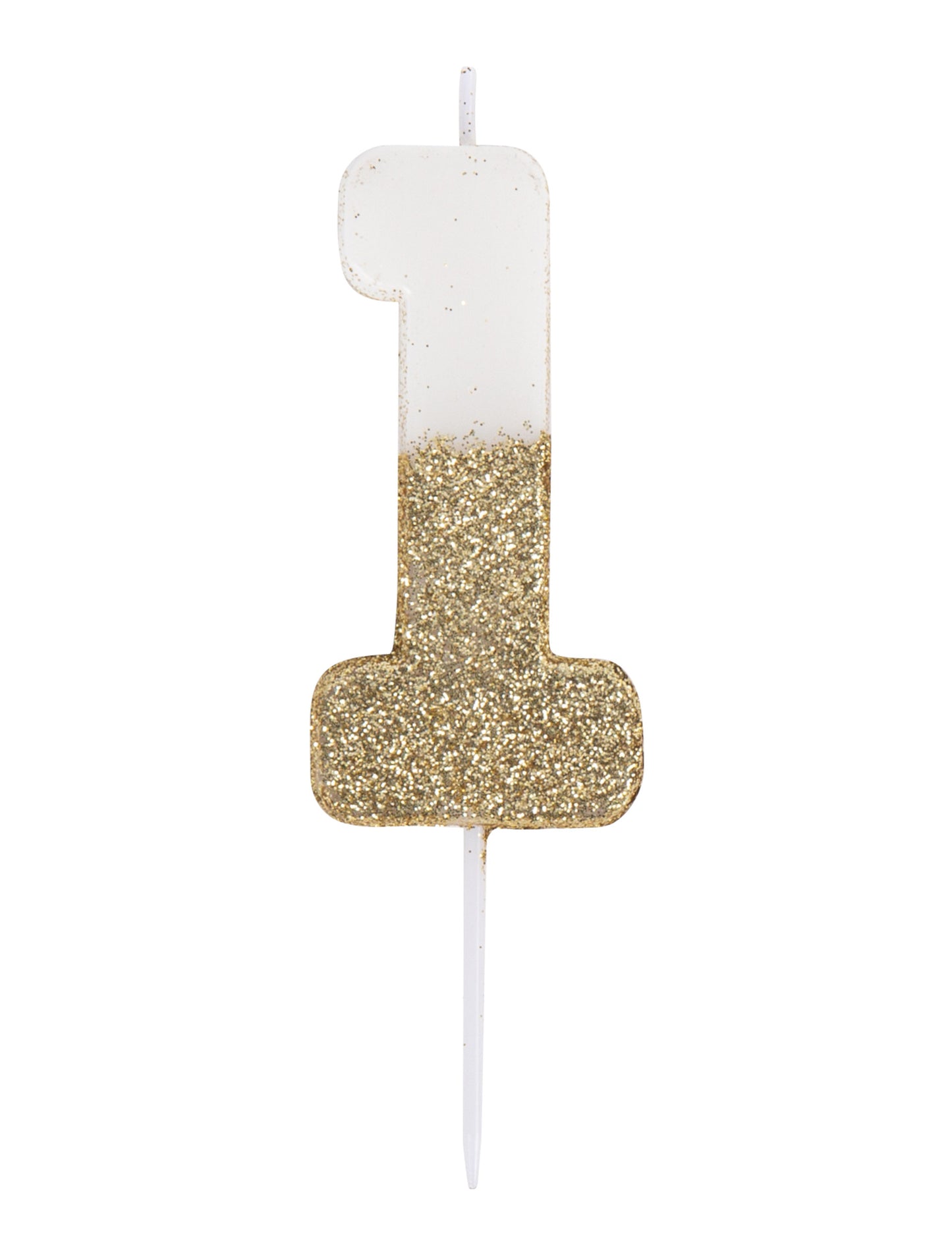 Biela a zlatá trblietavá sviečka s číslom 7 na paličke cm na narodeniny