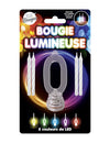 Bougie lumineuse LED chiffre 0 pour anniversaire à 5 couleurs changeantes