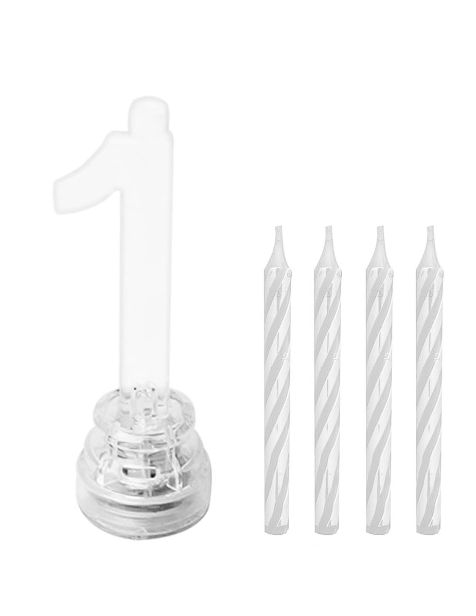 Détail du support et des bougies de la bougie lumineuse LED chiffre 1 pour anniversaire