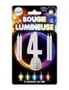 Bougie lumineuse LED chiffre 4 pour anniversaire avec 5 couleurs de LED