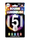 Bougie lumineuse LED chiffre 5 pour anniversaire multicolore