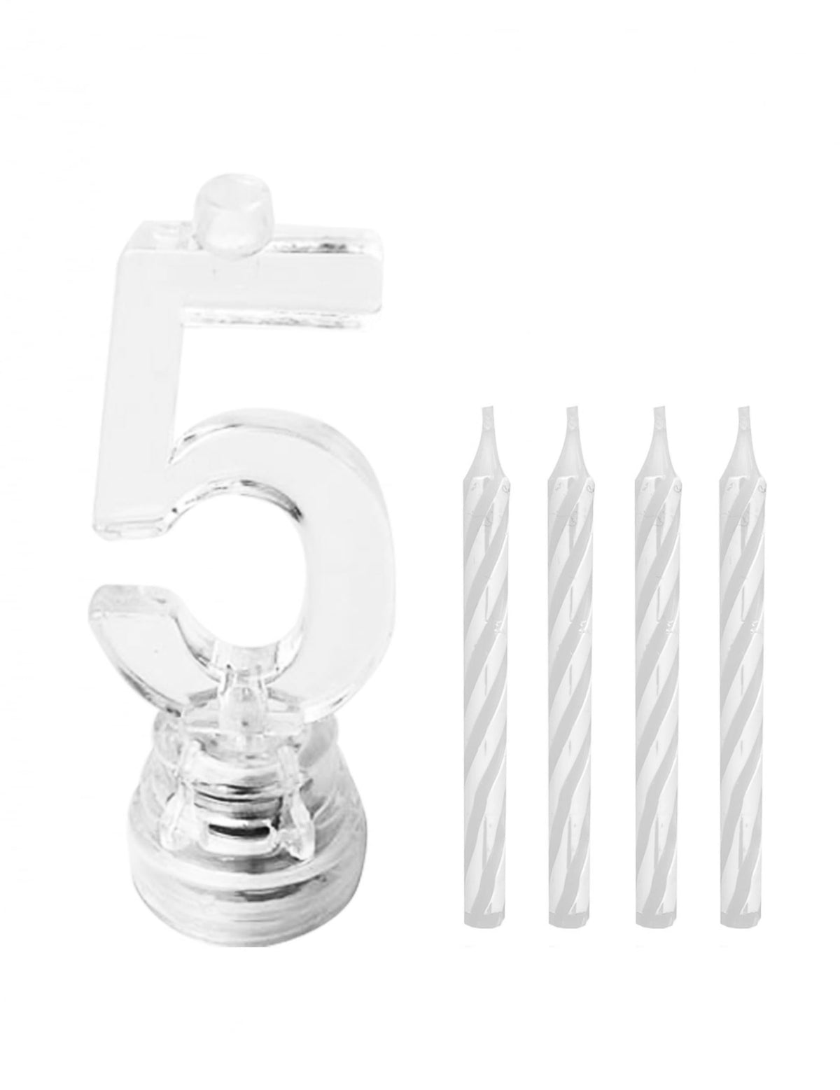 Support et bougies blanches de la bougie lumineuse LED chiffre 5 pour anniversaire multicolore