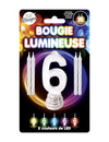 Bougie lumineuse LED chiffre 6 pour fête multicolore avec 5 variations de LED