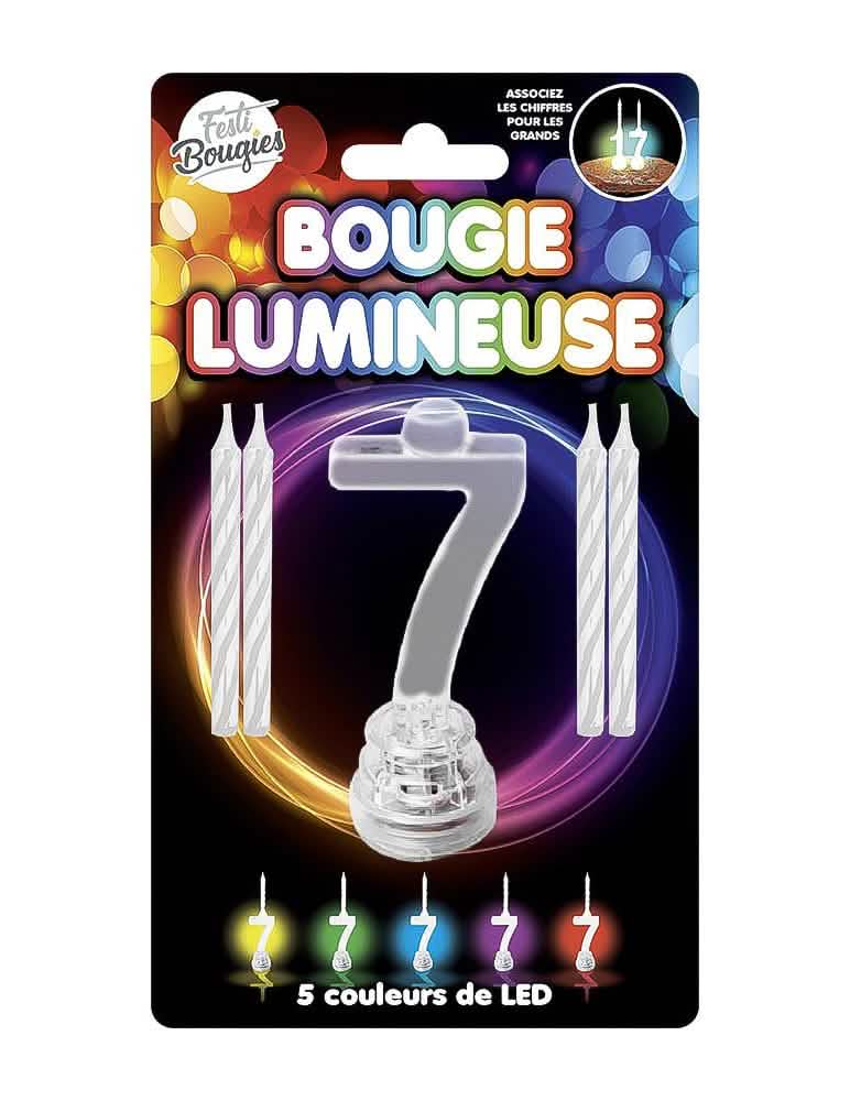 LED svetelná sviečka číslo 7 viacfarebná