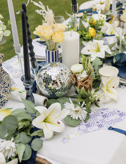 Závesná zrkadlová sklenená disko guľa, strieborná, 16 cm, stohovateľná, disko dekorácia