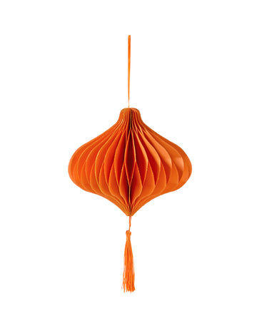 Závesná papierová guľa s oranžovým plástom 15 cm na párty