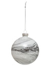 Boule de noël en verre effet marbre gris et blanc