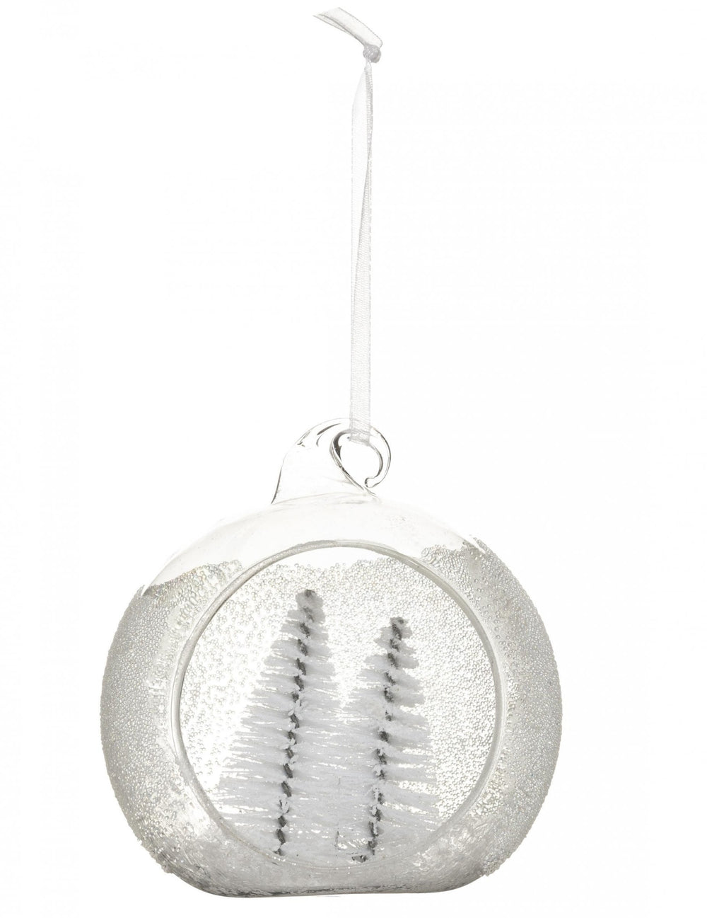 Boule de noël avec sapins polaire en verre givrée
