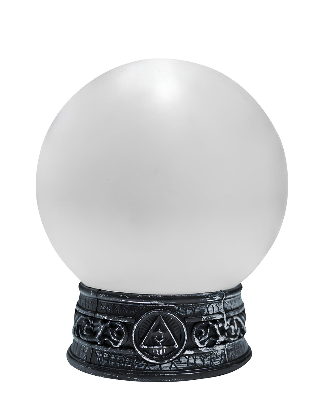 Boule de voyance animée pour décoration blanche avec socle noir sculpté