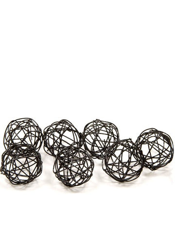12 kovových čiernych dekoračných gúľ 2 cm na stolovú výzdobu 