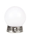 Boule lumineuse et sonore pour Halloween blanche avec socle tête de mort argenté