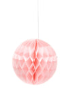 Boule papier alvéolée à suspendre pour décoration rose bonbon