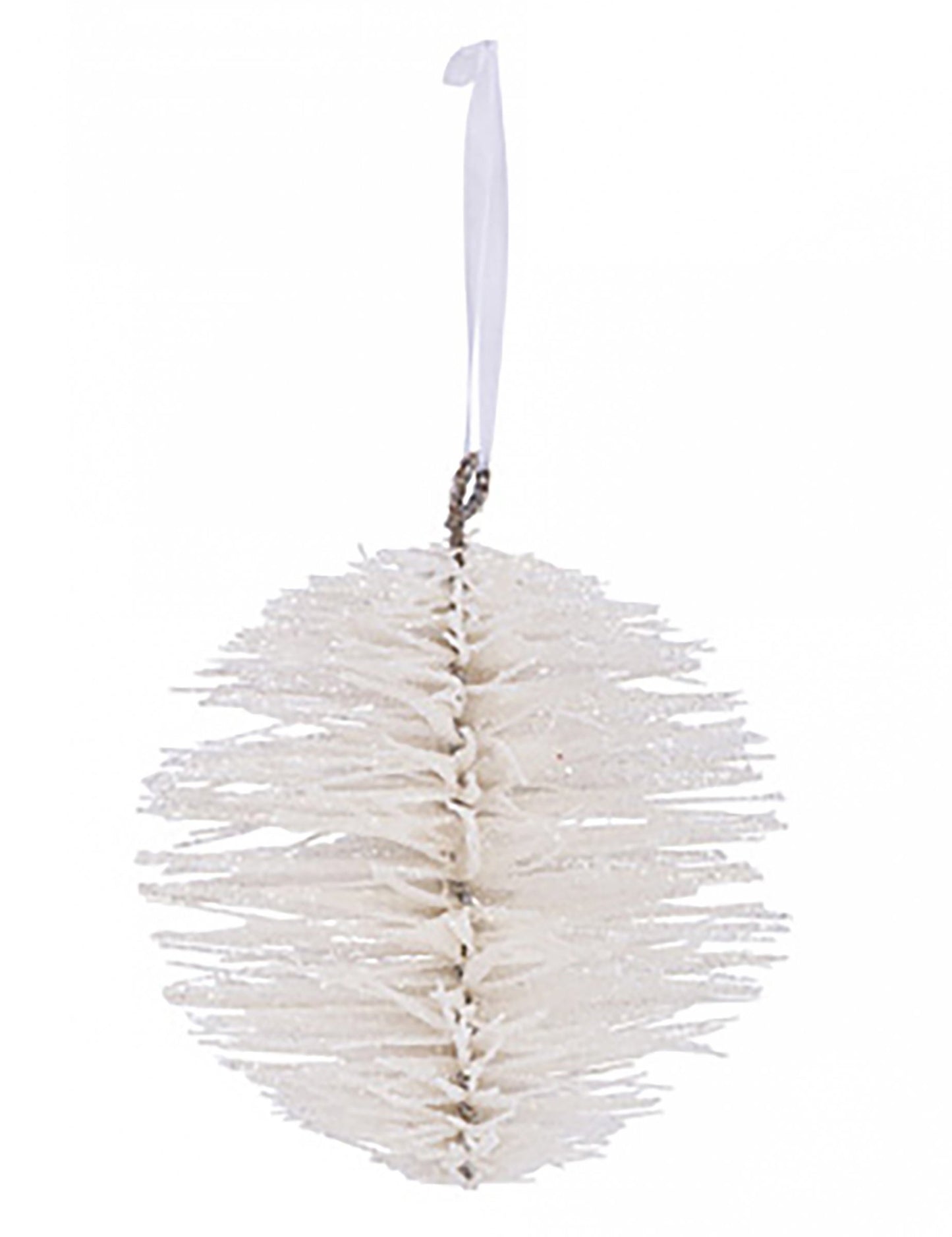 Biele trblietavé vianočné gule 15 cm efekt vetvy