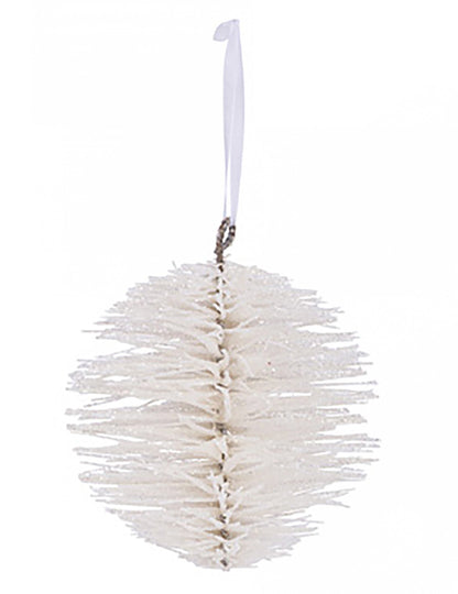 Biele trblietavé vianočné gule 15 cm efekt vetvy