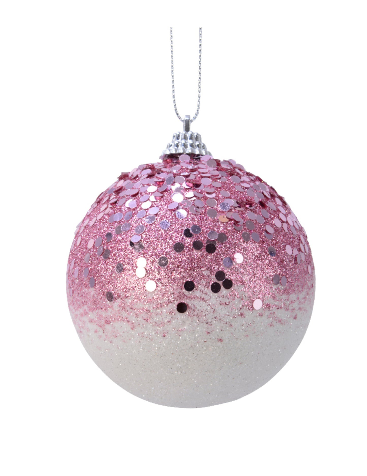 8-palcová ružová vianočná guľa s gradientom cm flitrovaný