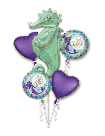 Kytica z 5 fóliových balónov s motívom morskej panny k narodeninám