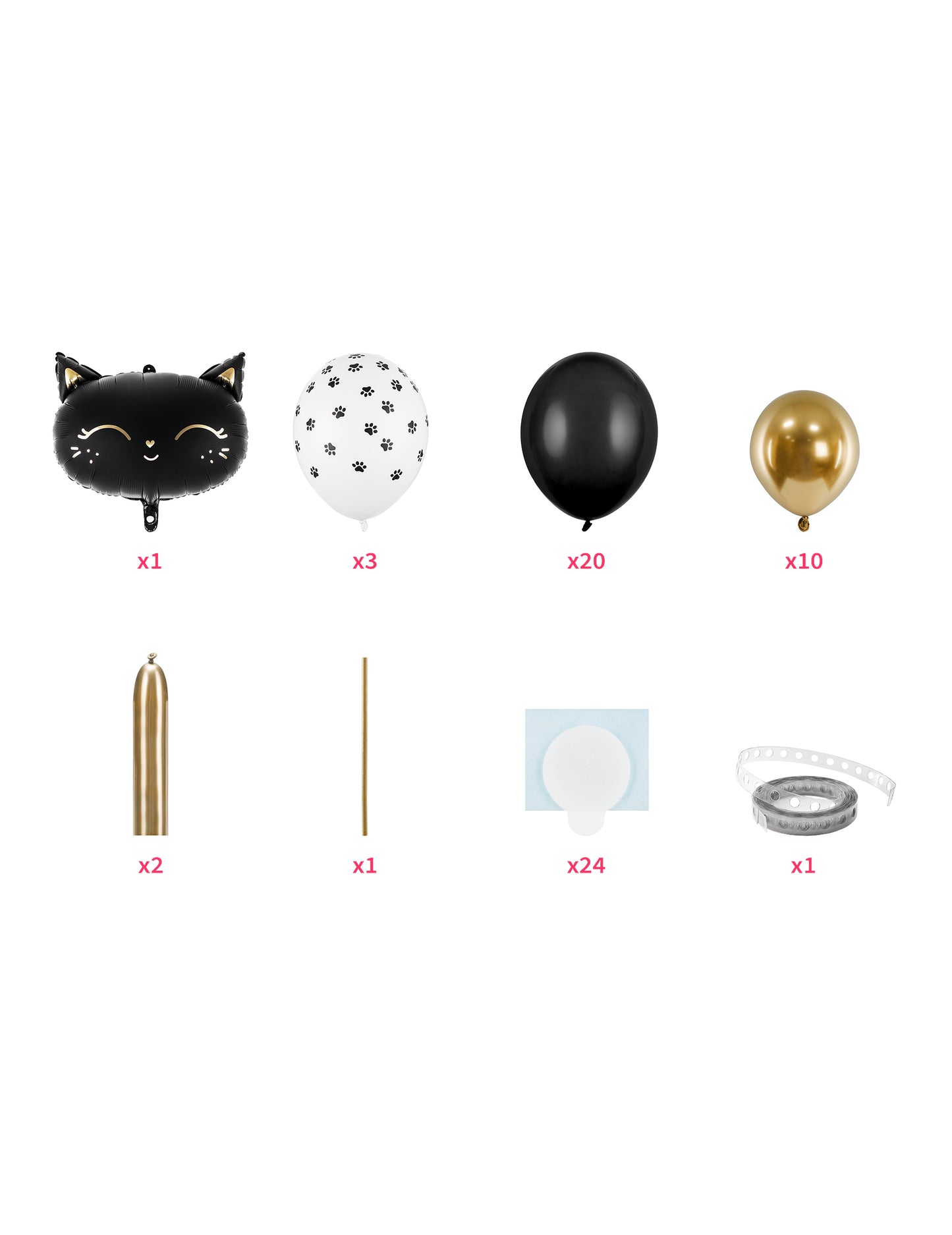 Kytica balónov s čiernou mačkou 140 x 83 cm, 61-dielna súprava