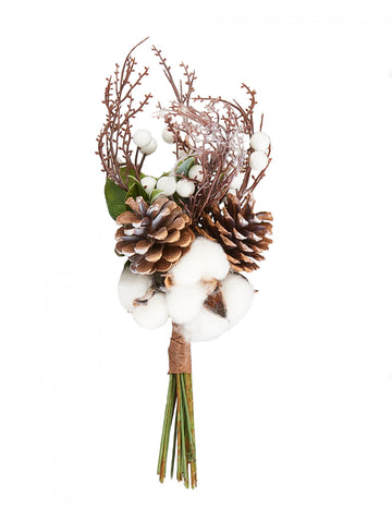 Kytica bavlníkových kvetov a šišiek 36 cm dekorácia inšpirovaná prírodou