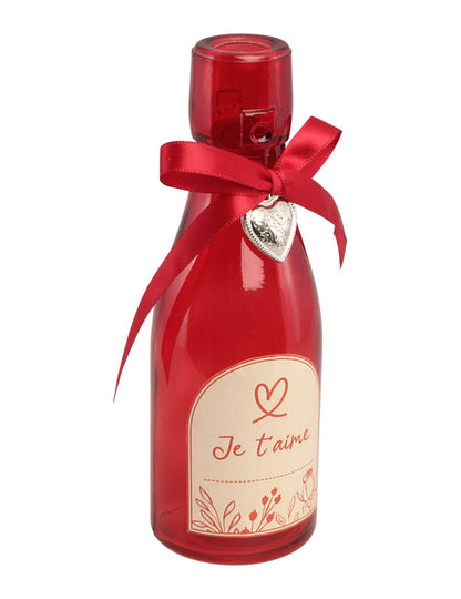 Sklenená fľaša červené srdce milujem ťa 16 cm 