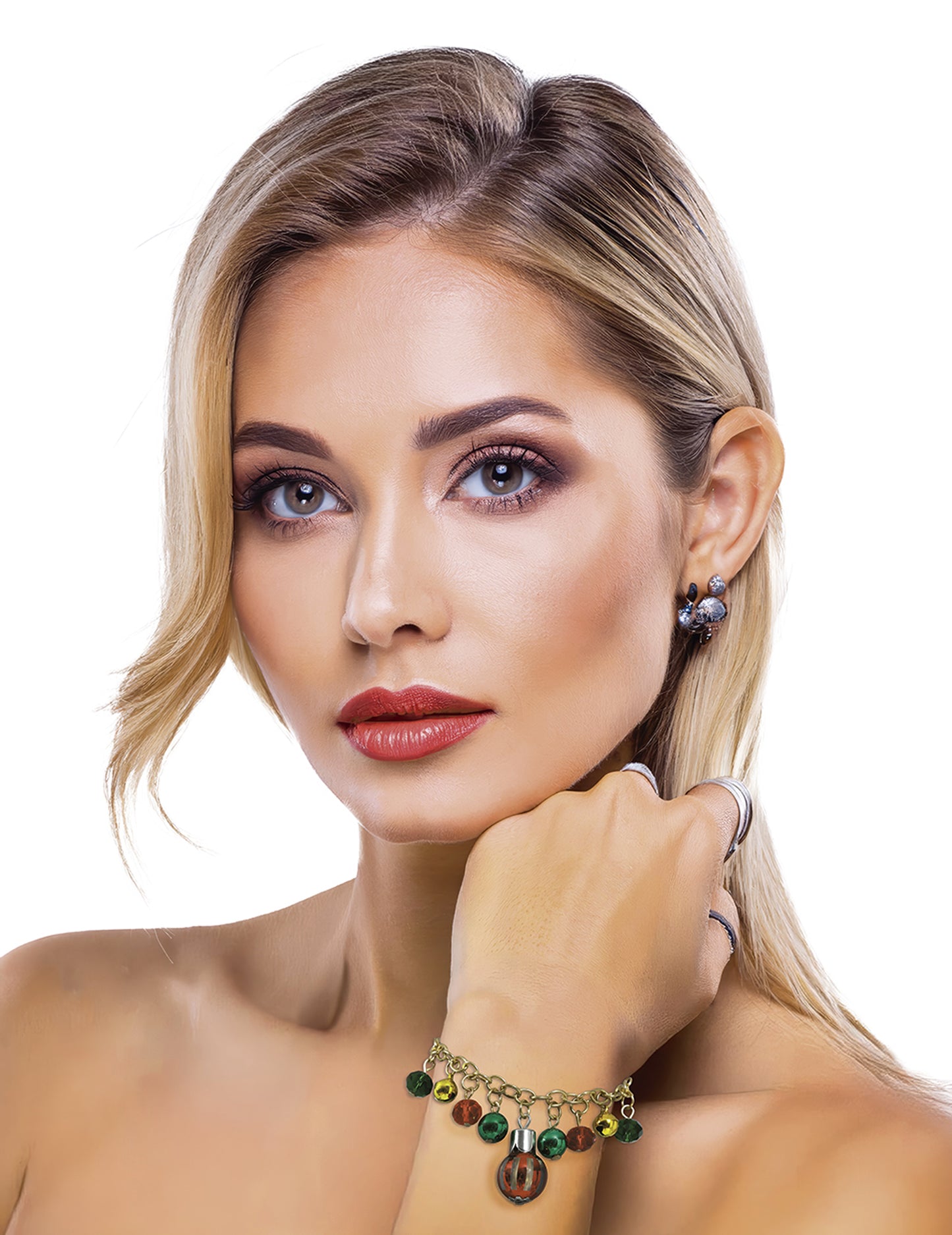 Kovový náramok s vianočnými guľkami