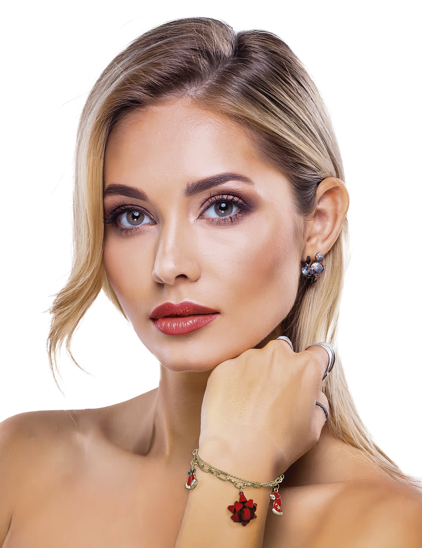 Kovový náramok s vianočným vzorom