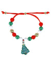 Bracelet sapin de Noël pour enfant avec perles rouges vertes blanches et dorées