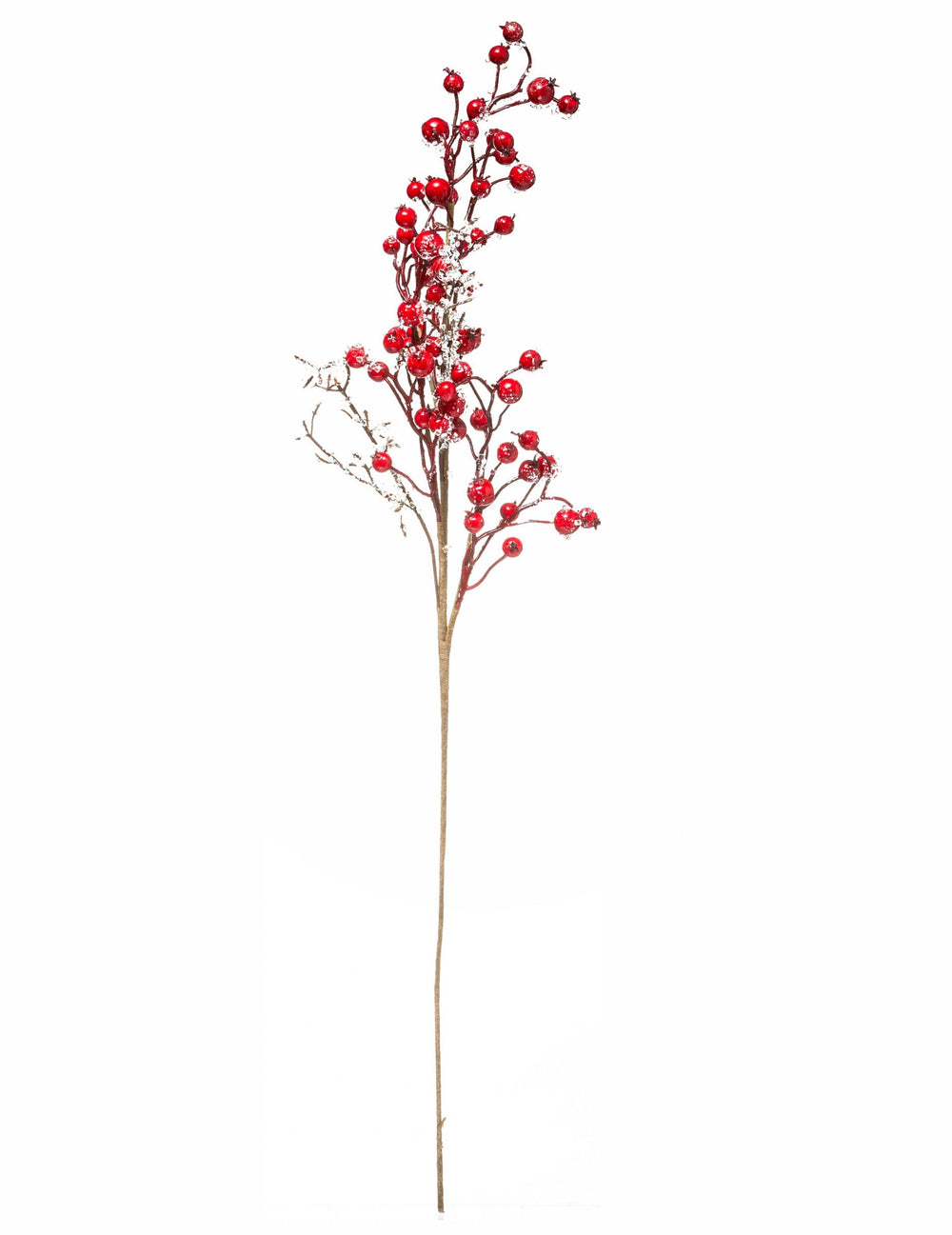 Branche de baies Noël pour décoration rouge avec effet givré