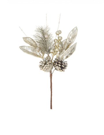 Oslnivé rozvetvené zlato 28 cm s trblietkami a bobuľami