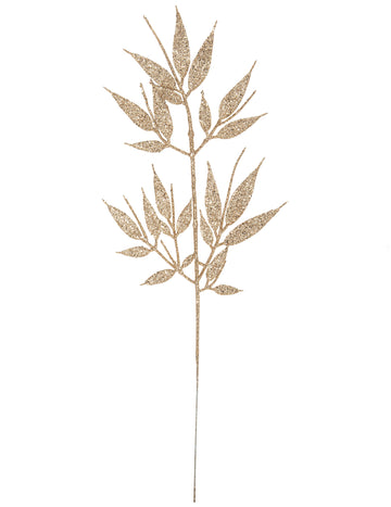 Vetvička s jemnými listami a medenými trblietkami 40 cm 