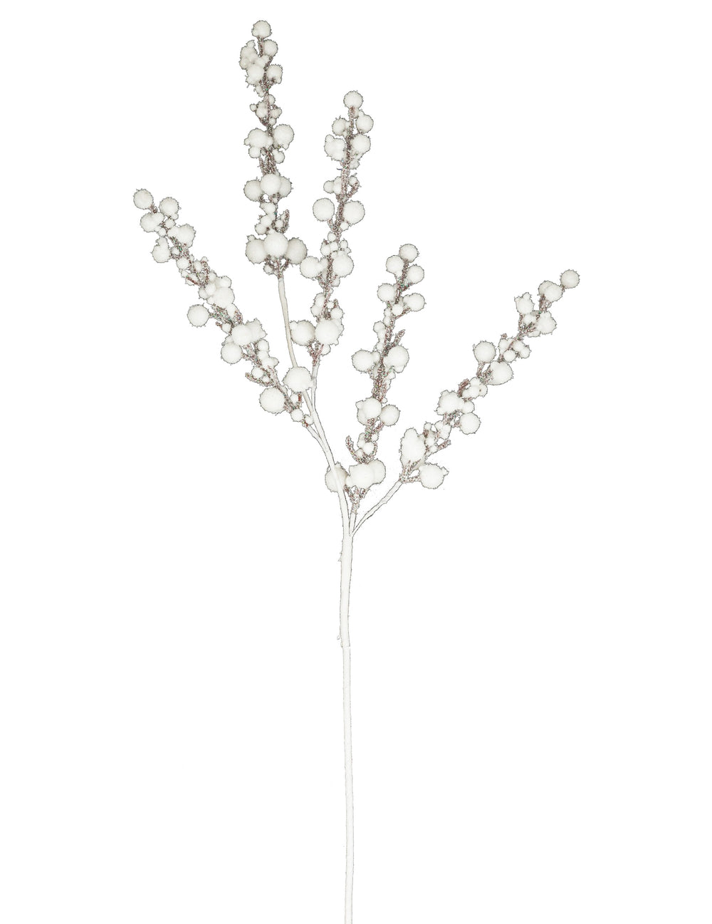 Branche boules givrées pour décoration de Noël blanches