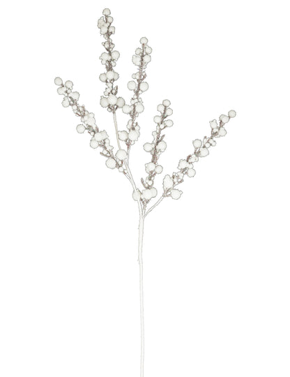 Branche boules givrées pour décoration de Noël blanches