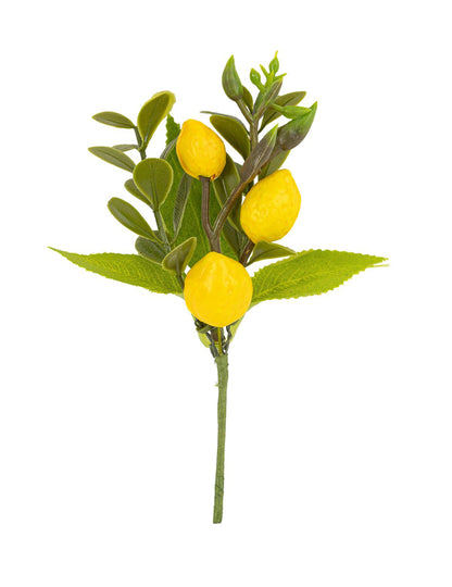 Umelá citrónová vetvička so žltými a zelenými listami, 13,5 cm