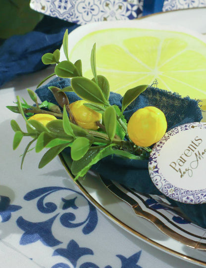 Umelá citrónová vetvička so žltými a zelenými listami, 13,5 cm