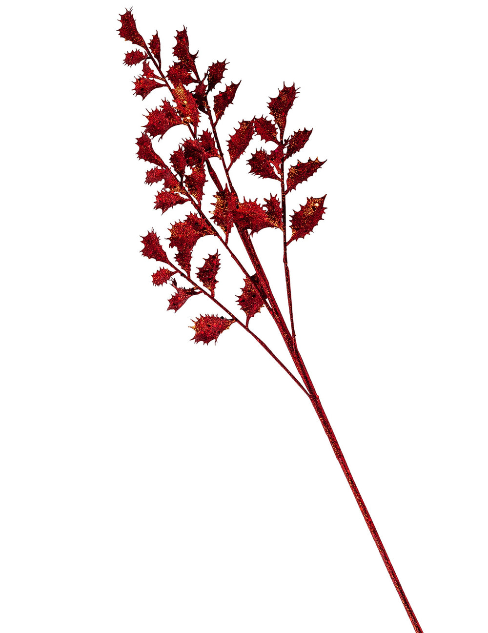 Branche de houx Noël pour décoration rouge à paillettes