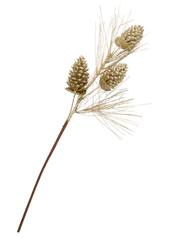 Trblietavá vetvička borovicovej šišky so šampanským 75 cm Magické Vianoce